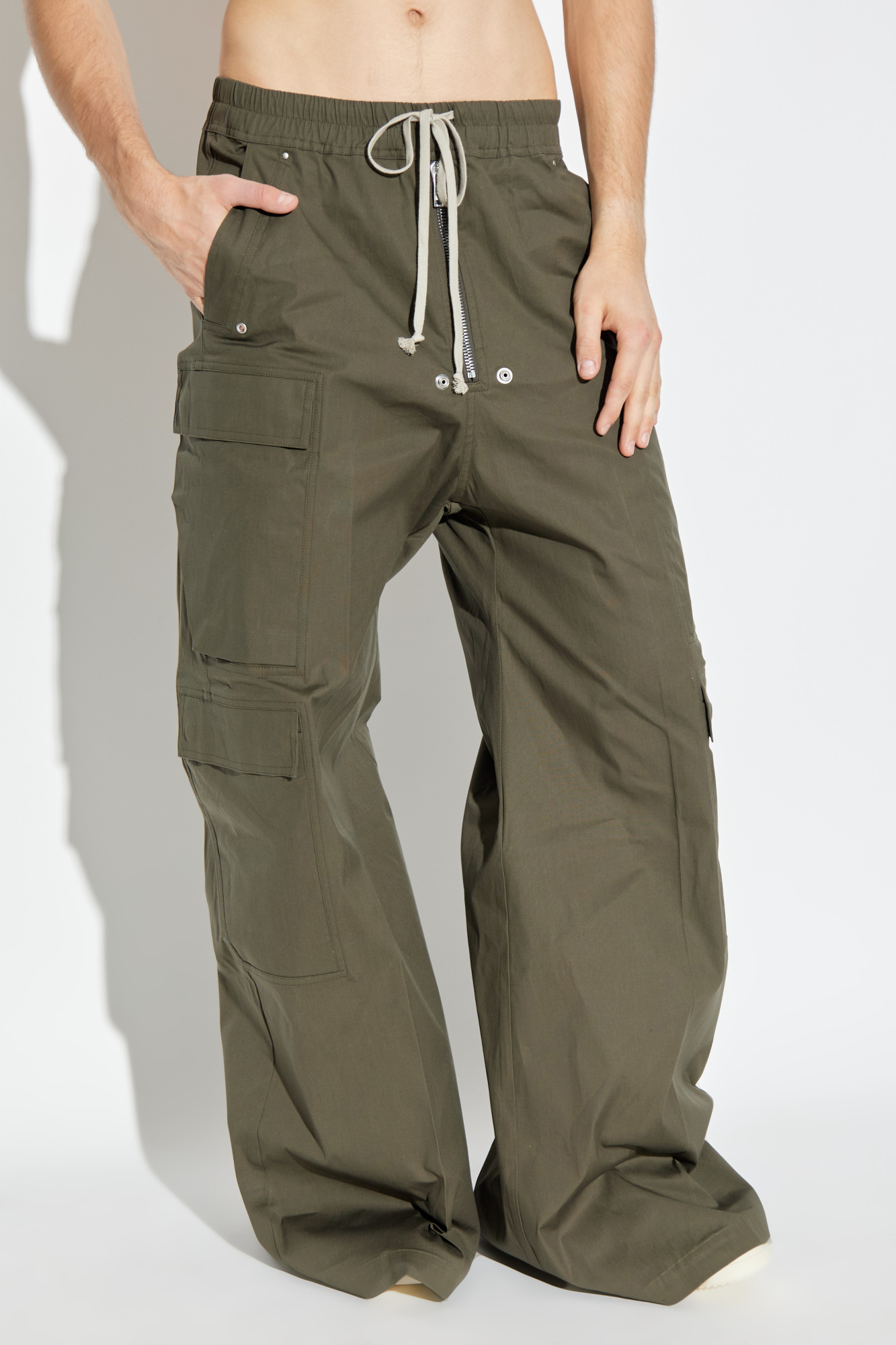 【IONSEOUL】Rusher cargo wide pants 5FM0160 Green Cargo trousers with wide legs Rick Owens - Vitkac AS